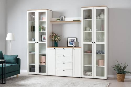 Остин Шкаф-витрина 16.394.02 белый/дуб золотой