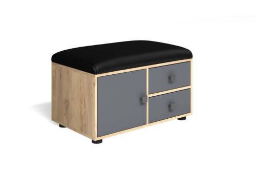 Тумба Мини-Лайт МЛ-5 дуб крафт/графит/черный к/з