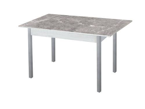 Стол обеденный Альфа фотопечать /бетон белый Серый мрамор / опора квадро серебристый металлик