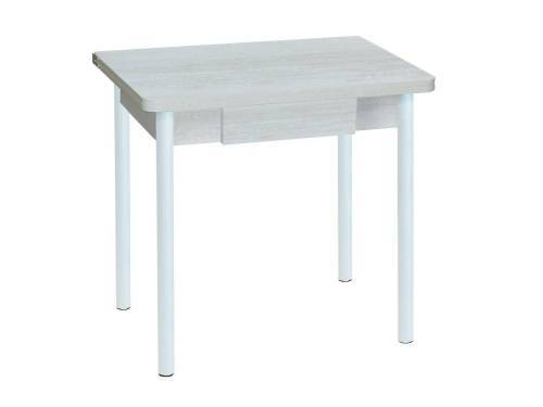 Стол обеденный ЭКО 80*60 с ящиком / Бетон пайн белый /Опора № 2-круглая муар белый