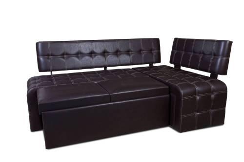 Кухонный угловой диван со спальным местом ПРАГА / Венге / Экокожа Умбер