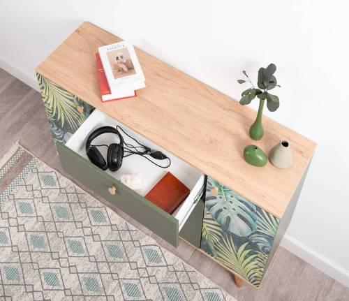 Комод Маттиас 16.245, Дымчатый Зеленый/Гикори Рокфорд Натуральный