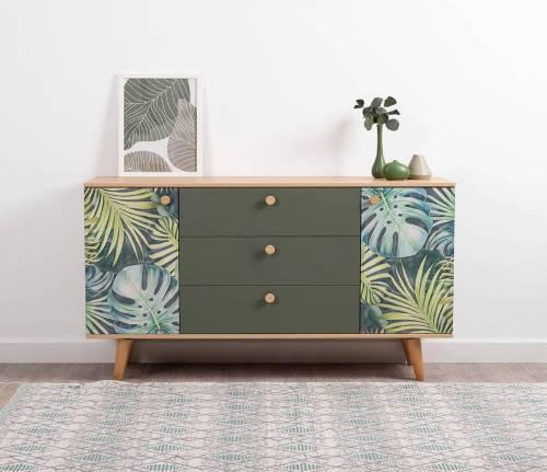 Комод Маттиас 16.245, Дымчатый Зеленый/Гикори Рокфорд Натуральный