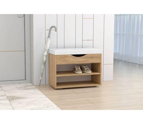 Обувница Мягкая №3 - Дуб Крафт Золотой/Белый кжз.