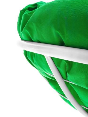 Кресло ПАПАСАН без ротанга белое, зелёная подушка