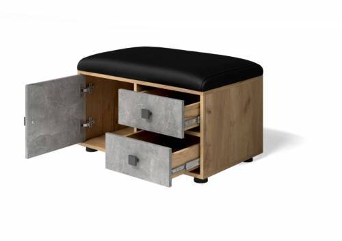 Тумба Мини-Лайт МЛ-5 дуб крафт/ателье светлое/черный к/з