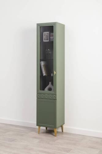 Шкаф-витрина Марион 16.397.01, Дымчатый Зеленый/Олива шагрень