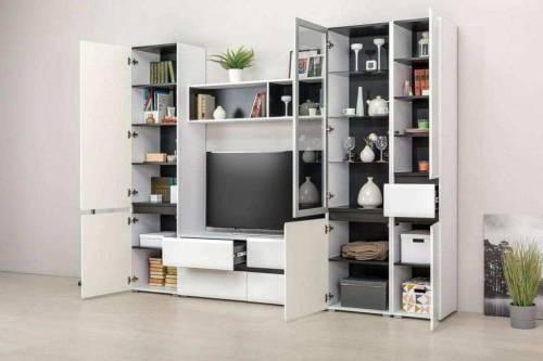 Гостиная Сидней Белый/Белый глянец/Черный