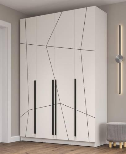 Шкаф для одежды 67.13 "Брандо" (4-х дв.) МДФ ГЕОМЕТРИЯ Белый