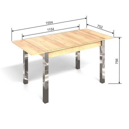 Стол Милан-3 / Дуб Крафт Золотой / Хром