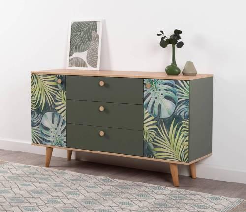 Комод Маттиас 16.245, Дымчатый Зеленый/Гикори Рокфорд Натуральный