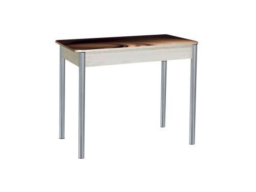 Стол обеденный раздвижной Нью йорк фотопечать / дуб молочный Шоколад / опора круглая серебристый металлик