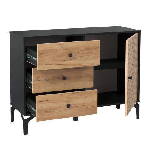 Комод 59.02 Лофт, черный / дуб золотой