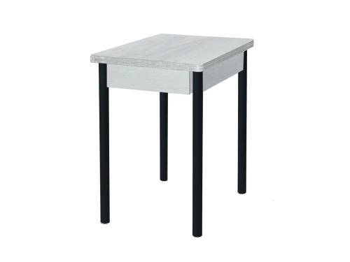 Стол обеденный Глайдер  / Бетон пайн белый /Опора № 2-круглая муар черныйСтол обеденный Глайдер  / Бетон пайн белый /Опора № 2-круглая муар черный