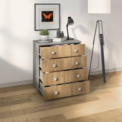 Комод Лофт-4 / Ателье светлое / дуб Крафт Золотой