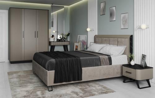 Тумба прикроватная 76.07 Фиделия Серый камень/Мрамор черный