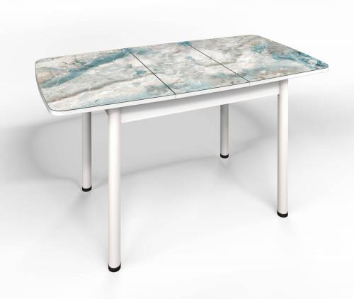 Столовая группа Волна-Флорида СМ-7 ноги окрас круглый белый/серебро/милк