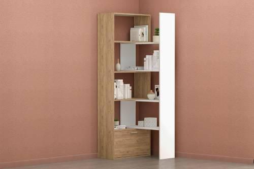 Стеллаж Раздвижной - Камень Темный/Дуб Крафт Золотой