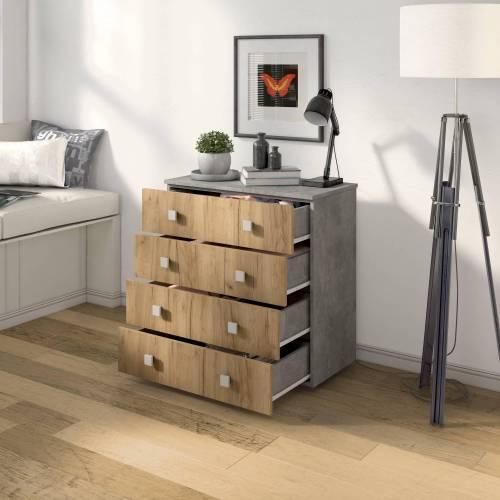 Комод Лофт-4 / Ателье светлое / дуб Крафт Золотой