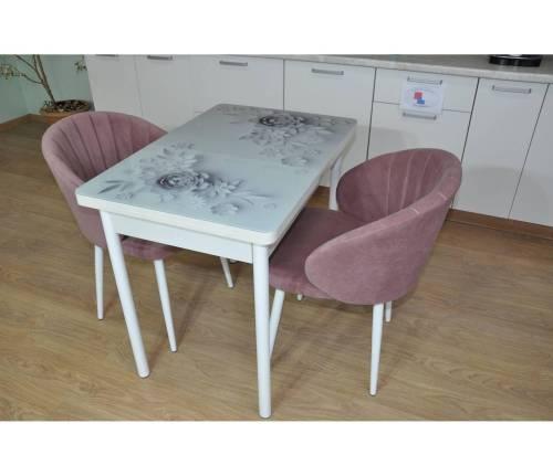 Обеденная группа Симпл фотопечать Цветы на сером №13