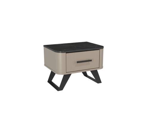 Тумба прикроватная 76.07 Фиделия Серый камень/Мрамор черный