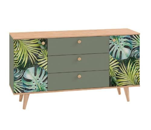 Комод Маттиас 16.245, Дымчатый Зеленый/Гикори Рокфорд Натуральный