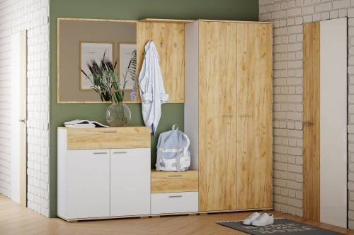 Прихожая Санти-1 Белый/Дуб крафт золотой