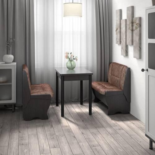 Кухонный набор Лотос ( Лотос 950 2 шт. + стол Ирис / черные опоры)  Венге / Велюр Коньяк