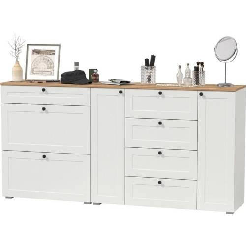 Прихожая Остин №17 Белый шагрень/дуб золотой