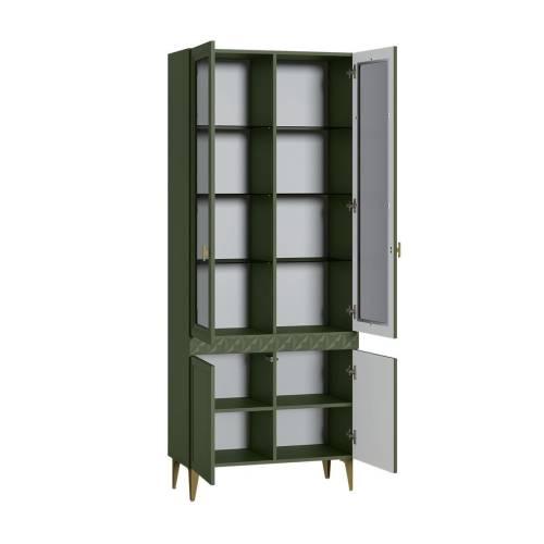 Шкаф-витрина Марион 16.397.02, Дымчатый Зеленый/Олива шагрень