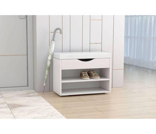 Обувница Мягкая №3 - Ясень Анкор Светлый/Белый кжз.