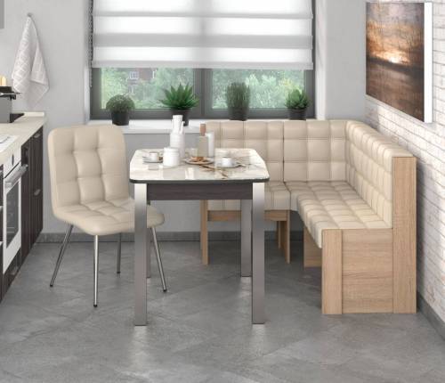 Угловая скамья Квадро дуб сонома/крем