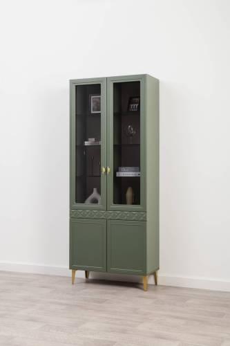 Шкаф-витрина Марион 16.397.02, Дымчатый Зеленый/Олива шагрень