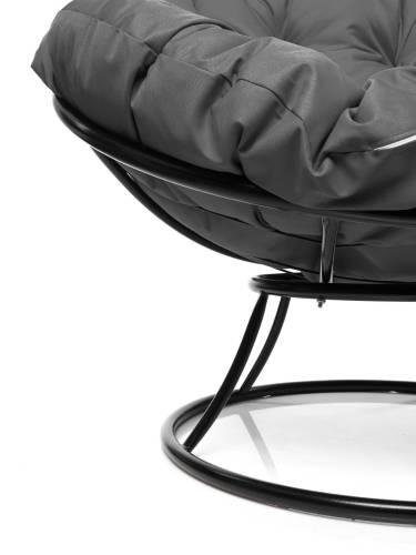 Кресло ПАПАСАН без ротанга чёрное, серая подушка