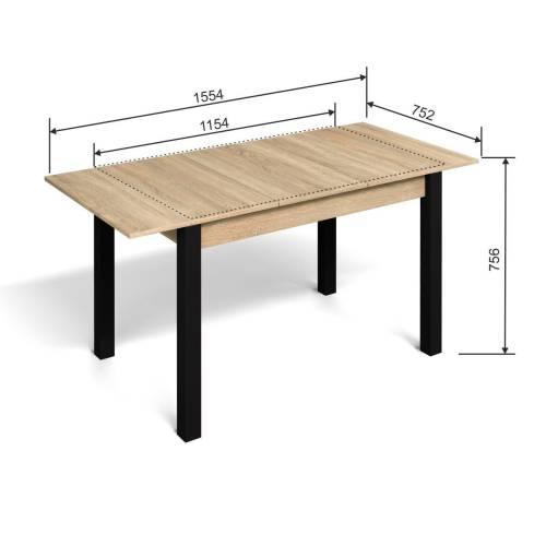 Стол Милан-3 / Дуб Сонома / Черный