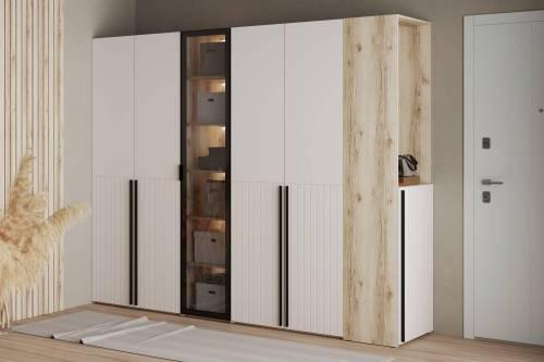 200.01 Шкаф для белья (Витрина) Арден, Черный/Дуб Делано