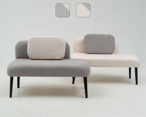 БСС (Банкетка со смещенной спинкой), Букле молочный/Серый