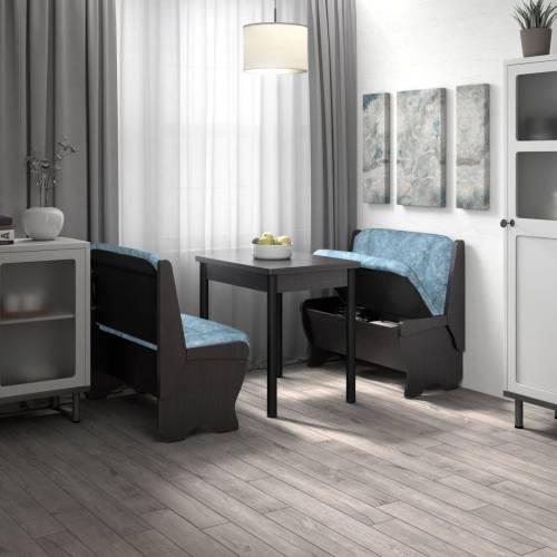 Кухонный набор Лотос ( Лотос 950 2 шт. + стол Ирис / черные опоры)  Венге / Велюр Лагуна