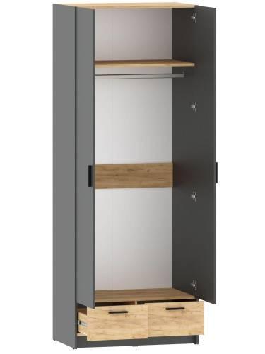 НМ 011.80 Шкаф для одежды с зеркалом Оттавия Антрацит/Дуб золотой