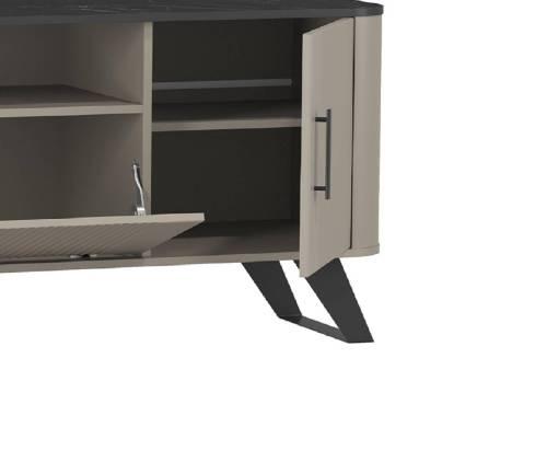 Тумба для ТВ 76.05 Фиделия Серый камень/Мрамор черный