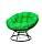 Кресло ПАПАСАН без ротанга чёрное, зелёная подушка