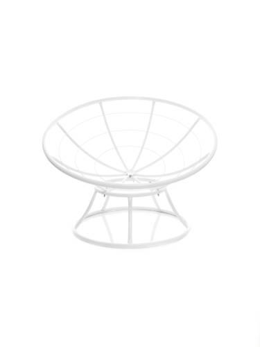 Кресло ПАПАСАН без ротанга белое, бежевая подушка