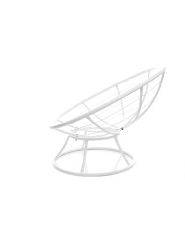 Кресло ПАПАСАН без ротанга белое, зелёная подушка