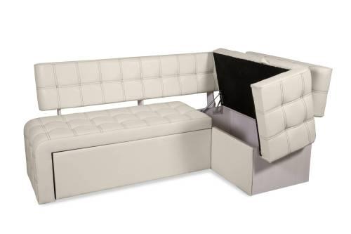 Кухонный угловой диван со спальным местом ПРАГА / Венге / Экокожа Крем