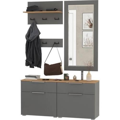 Прихожая Октава 57 Графит серый /Дуб золотой