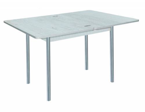 Стол обеденный раскладной СИМПЛ  / Бетон пайн белый /Опора № 2-круглая серебристый металлик