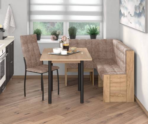 Угловая скамья Квадро дуб крафт золотой/ Латте