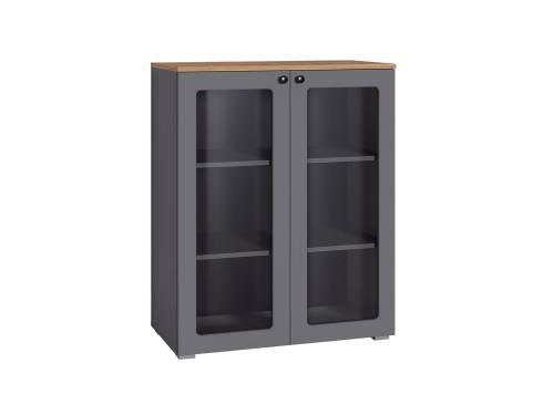 Остин Шкаф-витрина 16.394.01 графит/дуб золотой