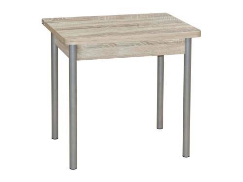 Стол обеденный ЭКО 80*60 / Дуб сонома/Опора № 2- круглая серебристый металлик