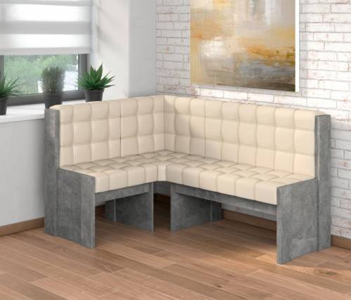 Угловая скамья Квадро бетон ателье/крем